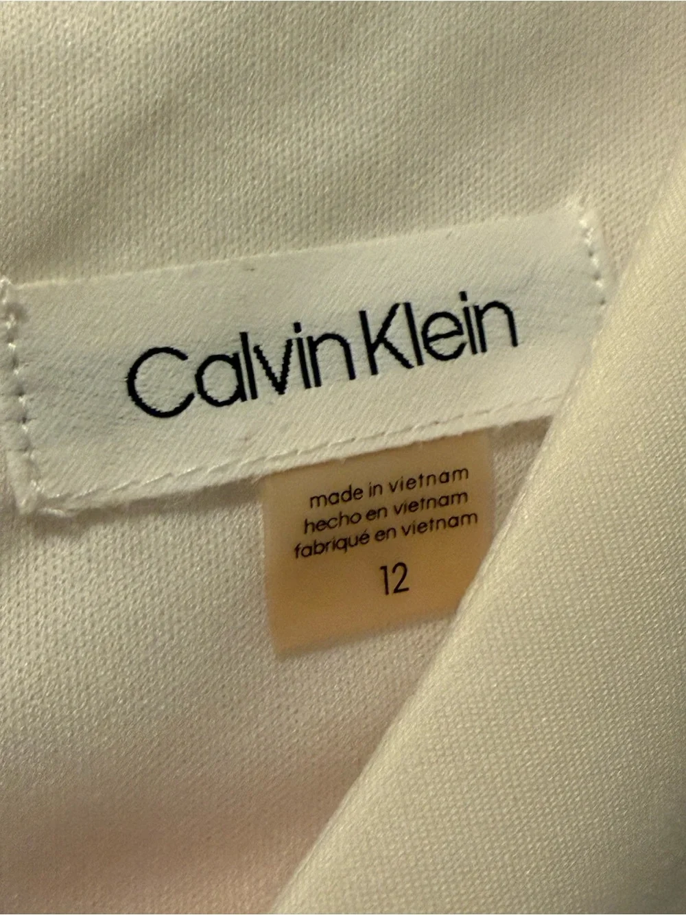 Calvin Klein White Satin Asymmetrical Neck Sheath Dress size 12-NWOT - Picture 4 of 8